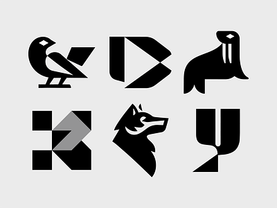 LOGO bird branding d design icon identity illustration k logo marks modern otari symbol ui vector wolf y