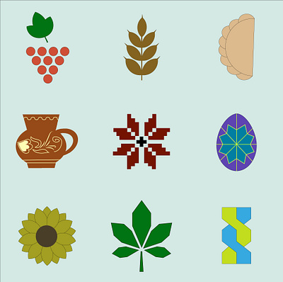 Symbols of Ukraine graphic design logo minimalism set symbols ukraine vector