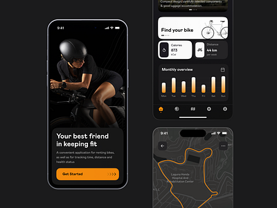 Bike tracking mobile app android bike cycling design flat home ios layo splash stats studio trackung ui ux