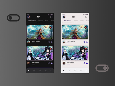 Switch Light/Dark mode #DailyUI015 app challenge daily dailyui darkmode design illustration light mode lightdarkmode mobile switch toggle ui ux