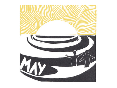 May Swimmers calendar design graphic design illustration linoprint typography