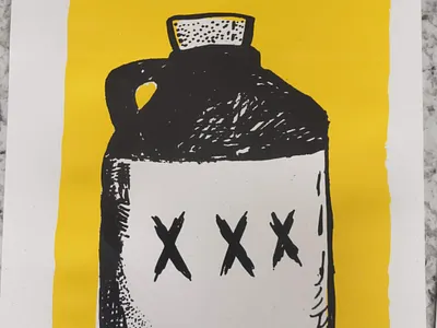 Two color screen print I designed and Printed artwork kentucky moonshine screenprint