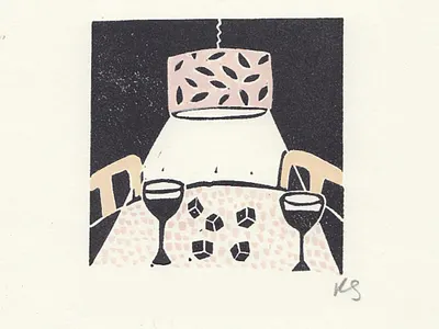 Friday Night Yahtzee's design graphic design illustration linoprint