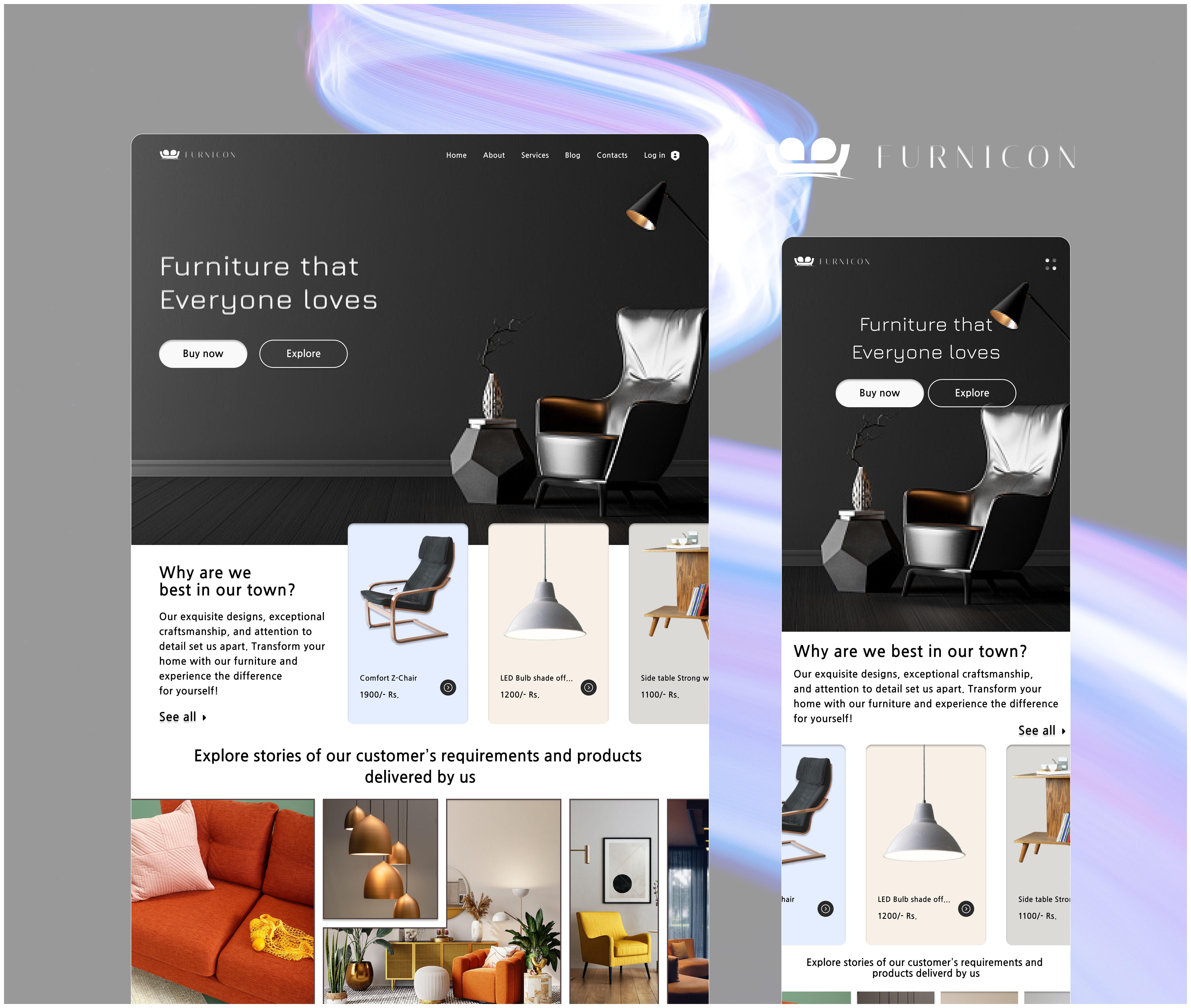 Furniture Website and Application UI design logo typography ui vector