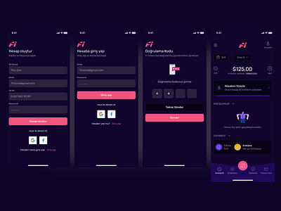 Fi Finance App Design Dark app app design dark mode figma finance landing page mobil mobil design ui ui ux ux