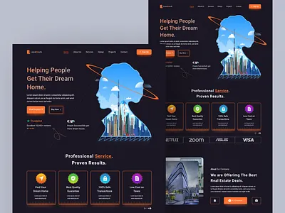 Land Mark - Real Estate Website home page landing page properties property real estate real estate agency real estate listing real estate listings real estate website realestate ui ux web web design website