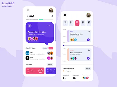 Project Manager App UI 90dayschallenge app branding challenge design logo minimal mobile practice project management ui ui design