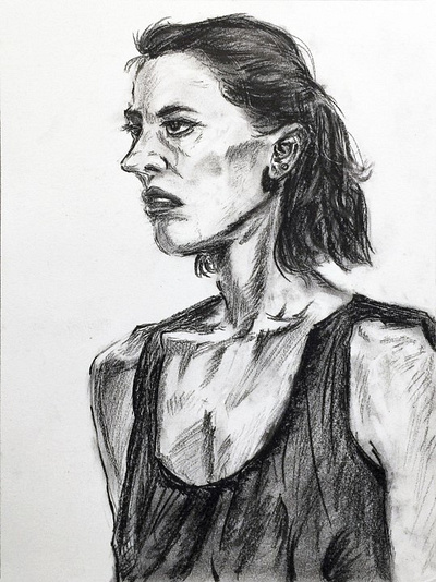 Female Model's Charcoal Drawing charcoal drawing portrait