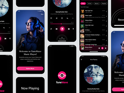 TuneWave- Music Player app design clean design design mobile app mobile app design music app design music player ui