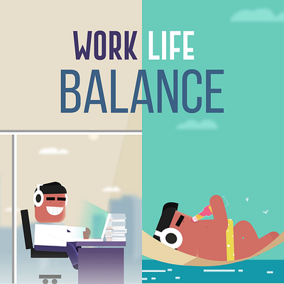Living that ⁠work life balance like a boss 💼💃😂🌴🍹 2d animation animation beach character animation character working day night illustration it guy laptop office guy relaxation vacation time work life balance work mode working on computer