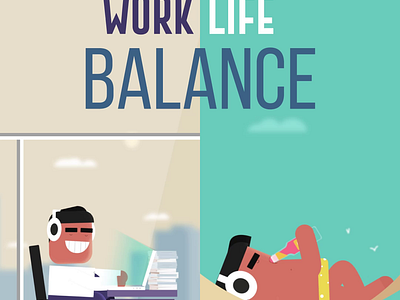 Living that ⁠work life balance like a boss 💼💃😂🌴🍹 2d animation animation beach character animation character working day night illustration it guy laptop office guy relaxation vacation time work life balance work mode working on computer