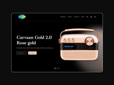 Landing Page for Portable Carvaan carvaan dark design figma gold light minimal modern music retro ui ux uxui website