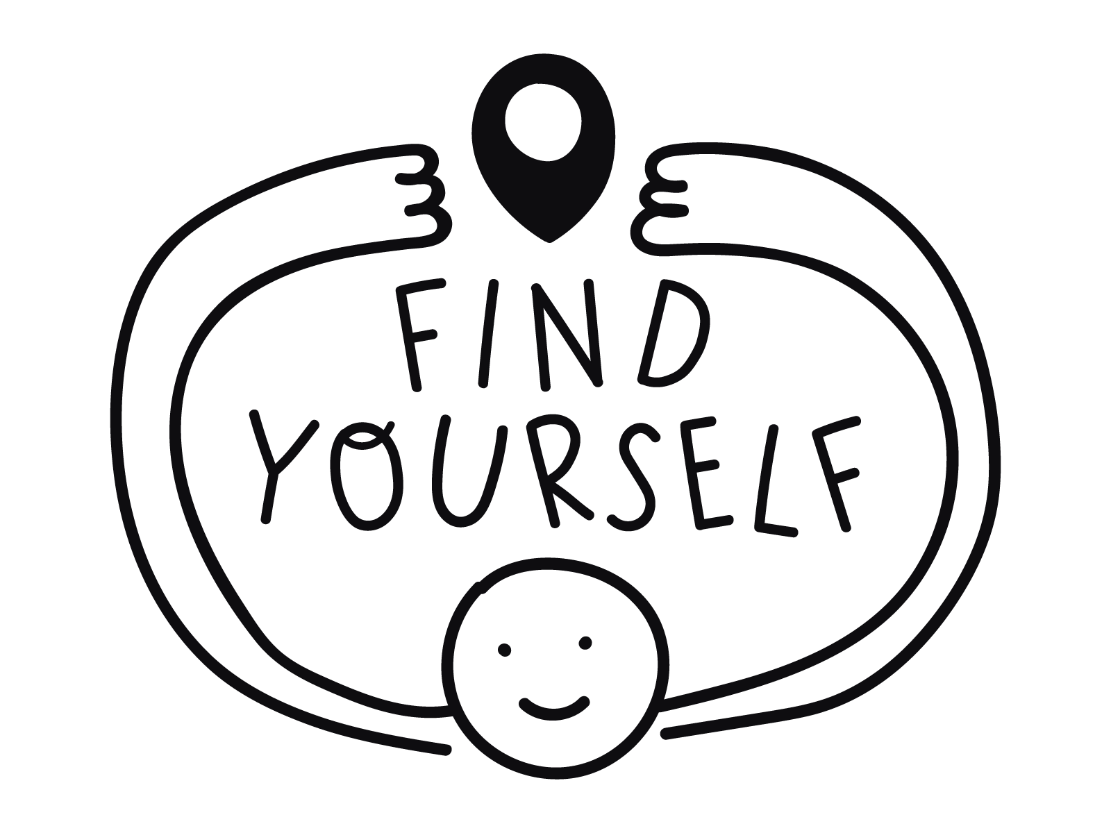 Find yourself branding design flat funny humor icon illustration inspiration mark motivation symbol vector