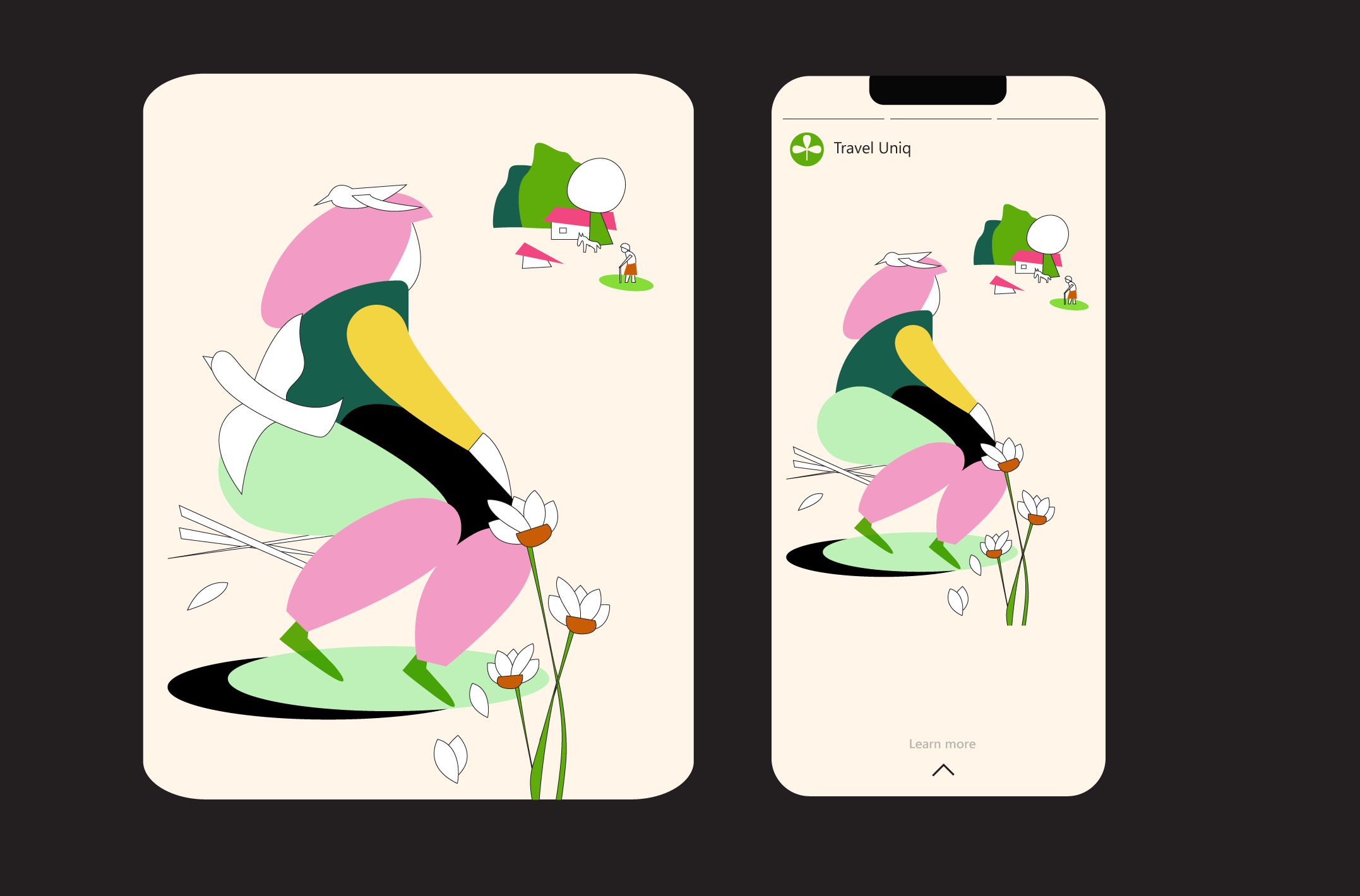 Vector illustration style - travel app agency style app illustration app visuals brand design brand identity branded collateral branding colorful illustration creative illustration design green illustration illustration style nature oanamaries travel app ui ui illustration ux ui vector illustration