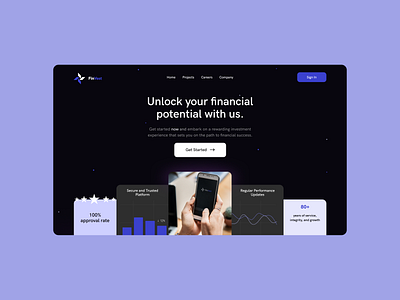 FinVest Website design hero section ui ux