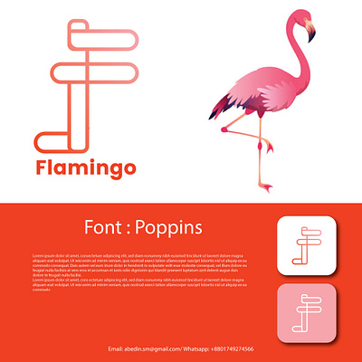 Concept: F Latter Logo + Flamingo f latter logo graphic design logo design logofolio logotype typography