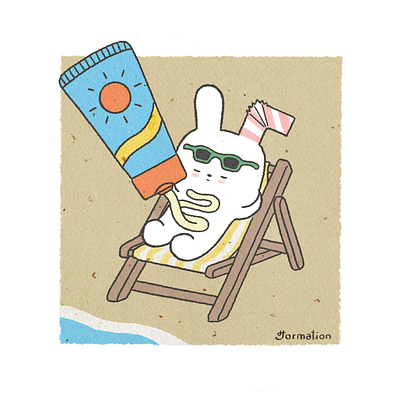 Sunscreen beach bunny digital art digital illustration hot illustration rabbit summer sunscreen