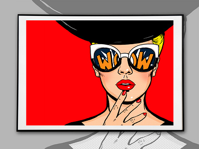 Wow woman in pop art style branding character design graphic design illustration minimal portrait poster website