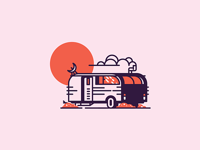House On Wheels graphic design home house house on wheels illustration line minimal retro rv simple sun tiny house travel travelling