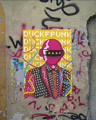 poster "DUCKFPUNK" art branding duckfpunk duftpunk graphic design illustration pink poster punk russiaisterroriststate style ukraine vector