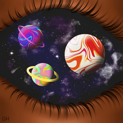 Space in her eyes art design digital art graphic design graphicdesign illustration procreate