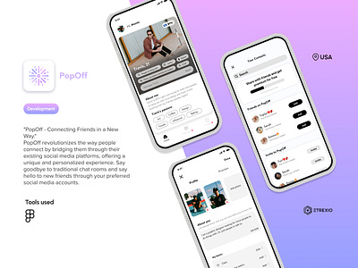 PopOff - Make friends. Do stuff. app connection design etrexio friends pop off tinder ui ux