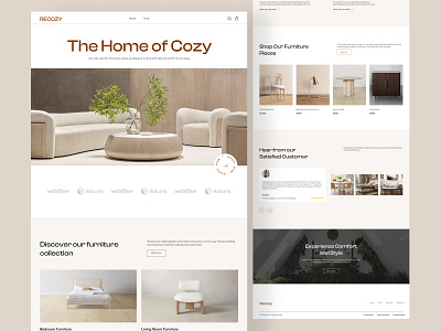 RECOZY - Furniture brand website architecture brand cart comfort company cozy design ecommerce furniture home decor house interior design landing page online store product page shop shopping ui design uiuxdesign website design