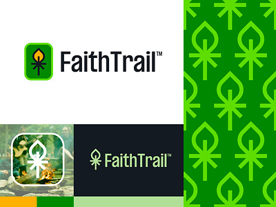 FaithTrail - Logo Design 🏕️ adventure bold brand identity branding camp campfire children church creative logo cross educate faith fire flame journey logo outdoor pattern typography visual identity