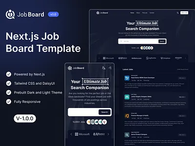 Job Board- React, Nextjs Job Board Template job portal nextjs job portal template nextjs nextjs job board nextjs job board template react job board reactjs tailwind css job board ui website design