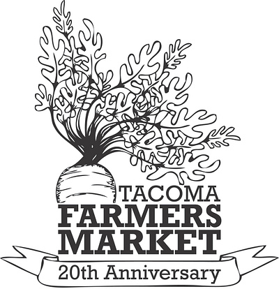 Tacoma Farmer's Market 20th anniversary logo farmers market graphic design hand drawn logo