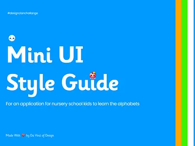 Mini UI Style Guide blue themed color pallet design kids app mini styleguide mini ui styleguide typography ui styleguide ux