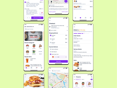 Food App app cafe cart delivery design flat food food delivery minimal order pizza restaurant snacks ui ux