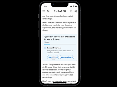 Snowboard Calculator app curated.com ui