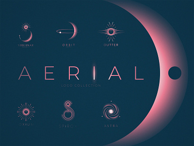 Aerial Logo Collection branding design galaxy logo logo collection minimalistic moon planet space star sun