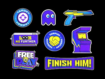 Retrogaming - Stickers & Badges - 3/3 badge badges design filter gaming icon illustration illustrator photoshop retro retrogaming sticker stickers typography ui vector video game