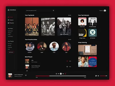 SonicWave - Desktop Music Player App app branding design graphic design minimal ui ux
