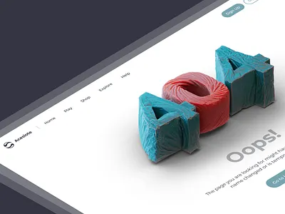 404 Page 3d 3d design 404 404 page landing page minimal design oops ui design web design website