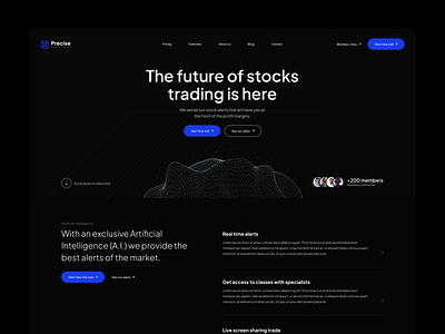 Precise Stock Alerts a.i. artificial inteligence finance financial i.a stock stock alerts stock market ui web design website
