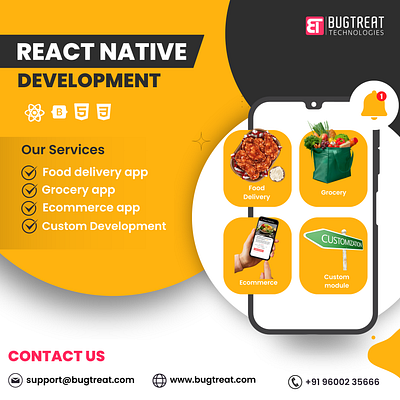 React Native Development bugtreat frontend hire react native developer mobileappdevelopment mobiledesign reactjs