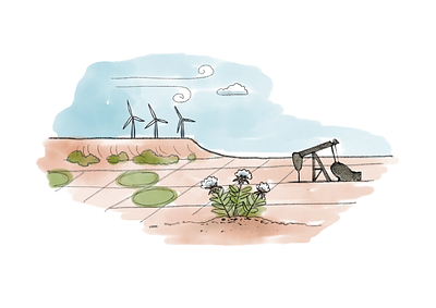 High Plains - Landscape Sketch digital environmental illustration pencil watercolor