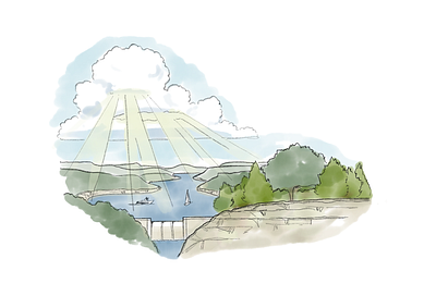 Highland Lakes - Landscape Sketch digital environmental illustration pencil watercolor