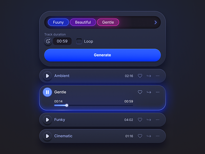 Music generation extension for AE blue glow player plugin ui