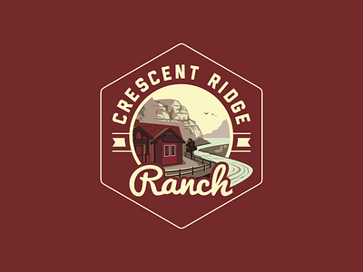 Crescent Ridge Ranch logo design badge design emblem illustration logo mountains nature outdoors ranch retro river vintage