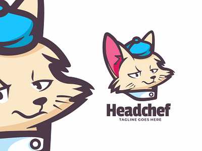 Headchef animal branding cute mascot design graphic design illustration logo vector