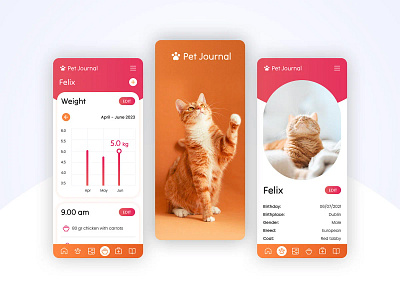 Pet Journal app figma graphic design mobile ui