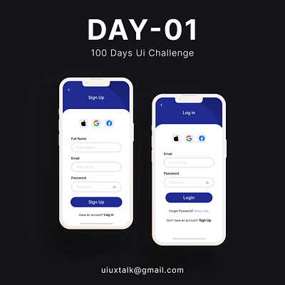 100 days Ui Challenge Day-1 Sign up & Login Page Design 100 days challenge app design day 1 landing page login page sign in page sign up page ui ui design uiux web design