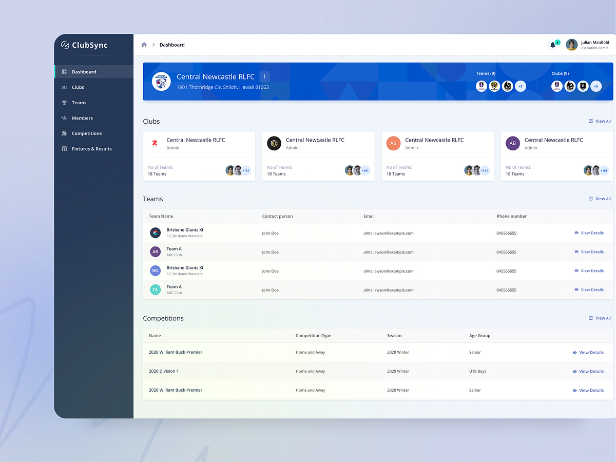 Clubsync Dashboard Design by Shovo on Dribbble