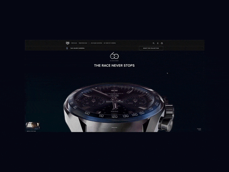 TAG HEUER CARRERA 60 design interface motion ui ux webdesign