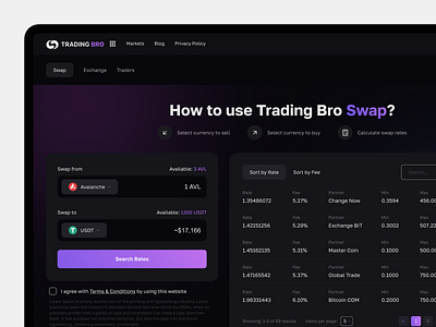 TradingBro exchange platfrom app bitcoin crypto design exchange figma graphic design swap ui ux