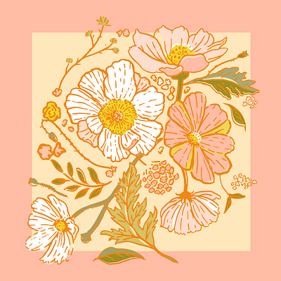 Floral Design floral flowers gold green ill illustration leaves pink spring vector